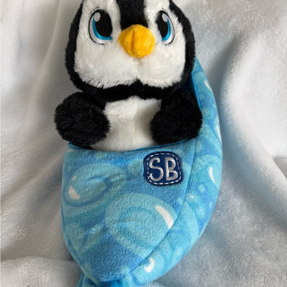Plush Penguin in Blue carrier